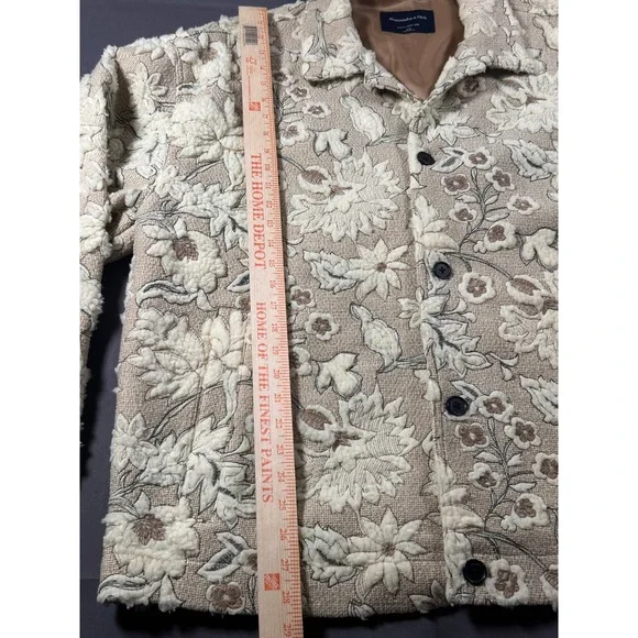 Abercrombie & Fitch Floral Tapestry Workwear Jacket Tan Cream XXL AF-1892